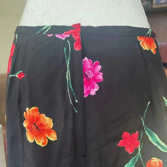 Vintage Norton McNaughton Hawaiian Floral Maxi Dress - Black / Red & Pink - Picture 8 of 10